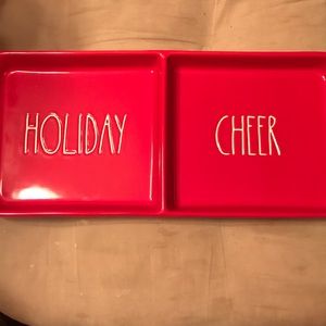 Rae Dunn Holiday Cheer ceramic tray.